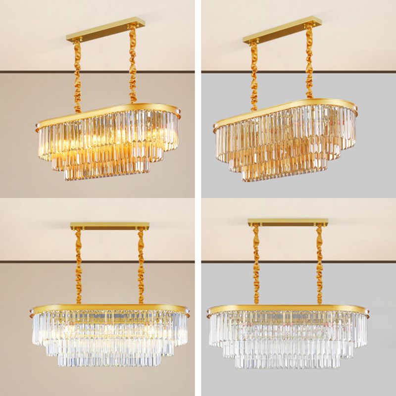 Linear Indoor Island Lighting in Modern Style Crystal Pendant Lighting