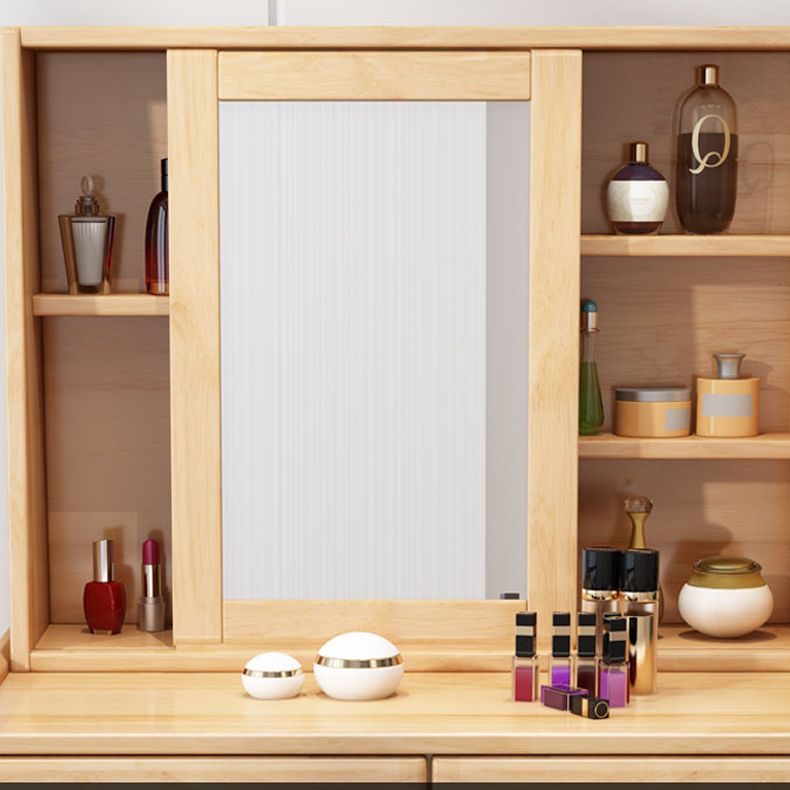 Modern 2-Drawers Solid Wood Dressing Table Mirror Makeup Table