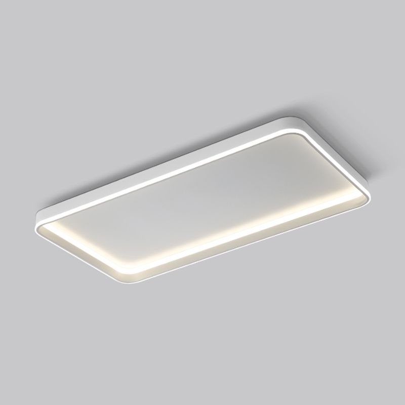 Minimalism Rectangular Flush Mount Ceiling Light Fixture in White for Living Room