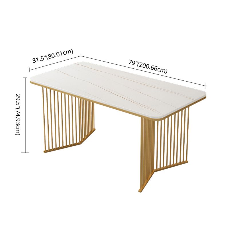 Scandinavian Sintered Stone Dining Room Furniture with Double Pedestal Table Dining Table Sets