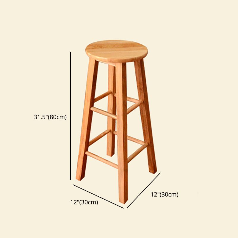 Taburete de bar de madera sin respaldo, sin brazos, moderno, con asiento y pedal de madera