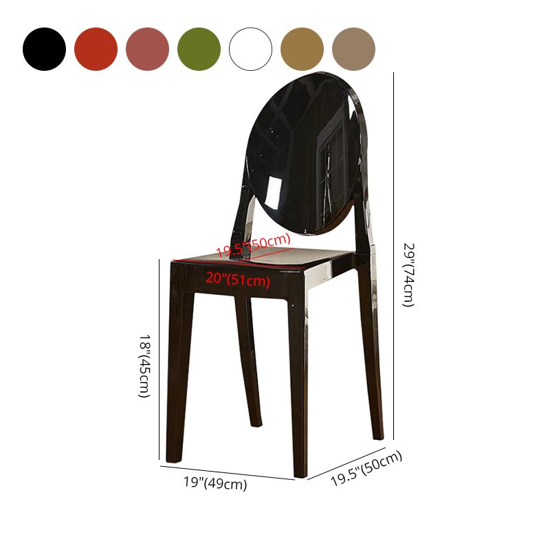 Silla lateral de acrílico moderna y contemporánea para comedor, silla con respaldo abierto