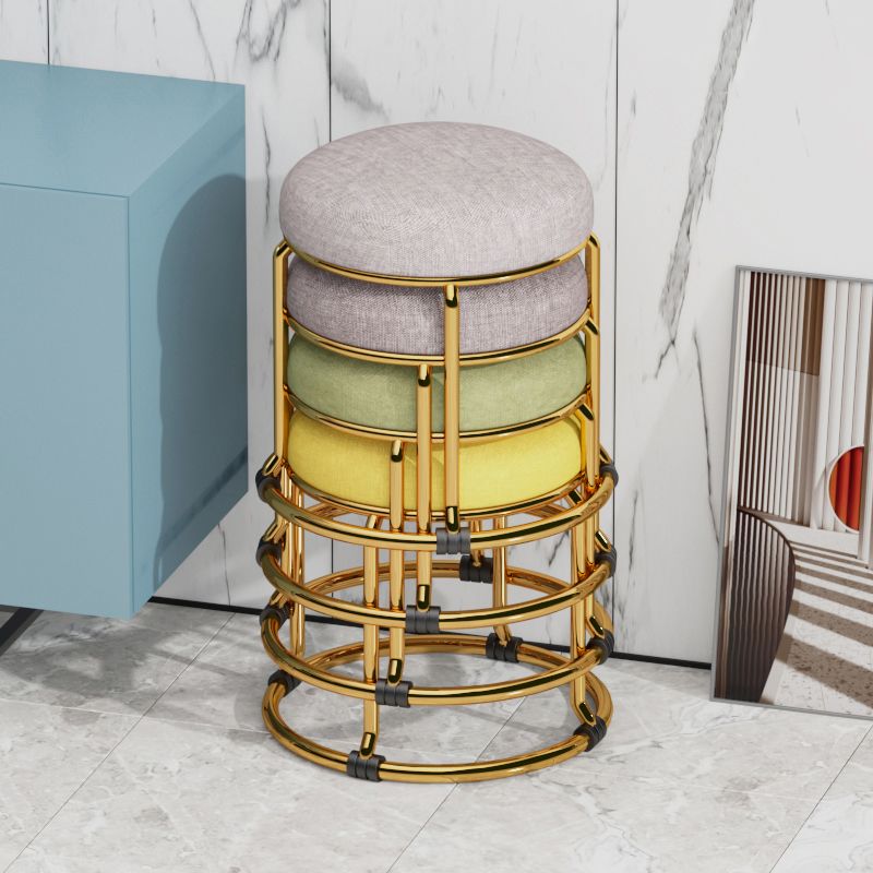 Standard Ottoman Fade Resistant Cotton Blend Glam Round Solid Color Ottoman