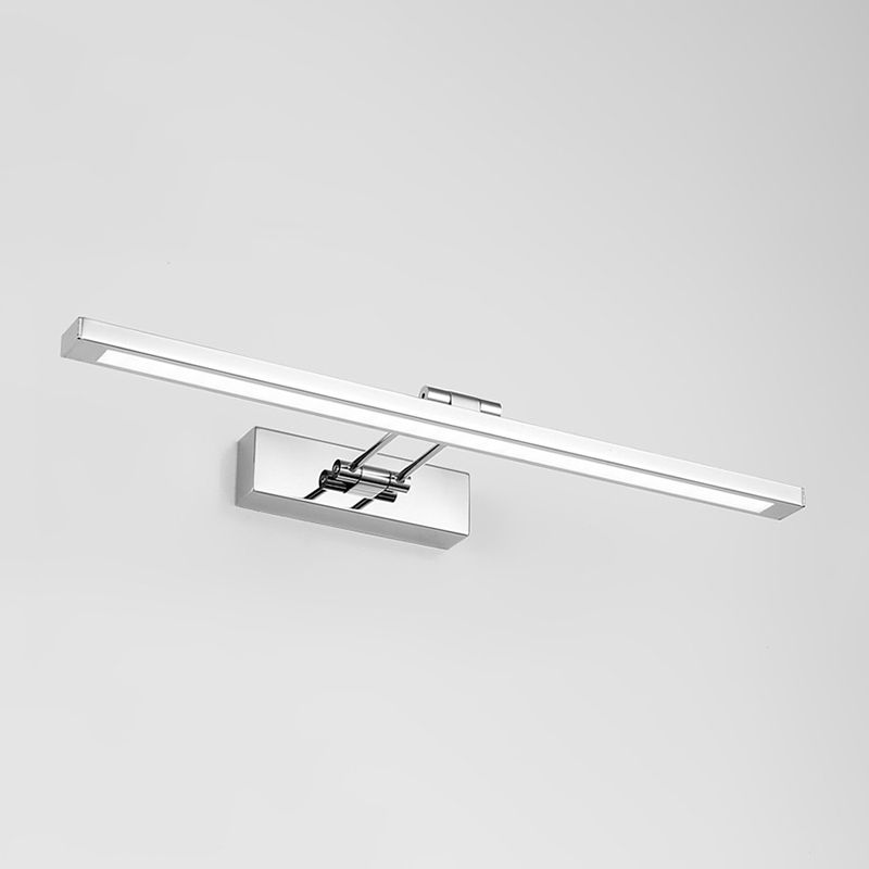 Single Light Linear Wall Sconce Modern Style Metal Mirror Wall Lighting in Silver