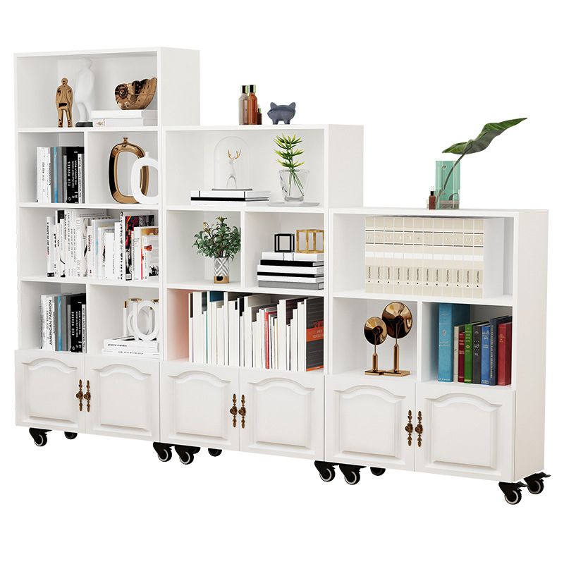 Contemporary Standard Bookcase Vertical Closed Back Bookshelf with Wheels