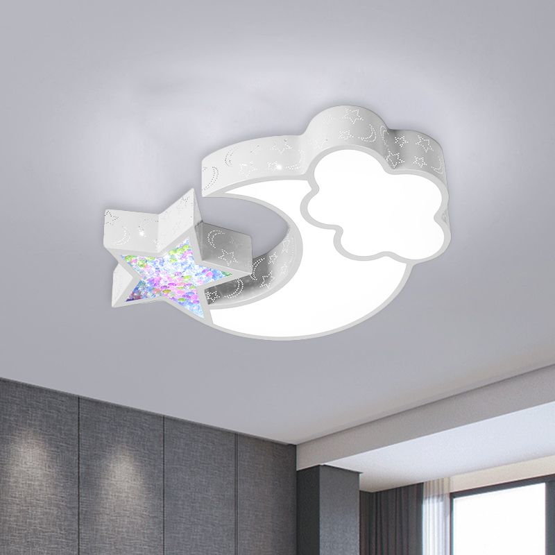 Acrylic Starry Sky Flush Light Fixture Nordic LED Flush Mounted Lamp in White/Pink/Blue for Child Bedroom