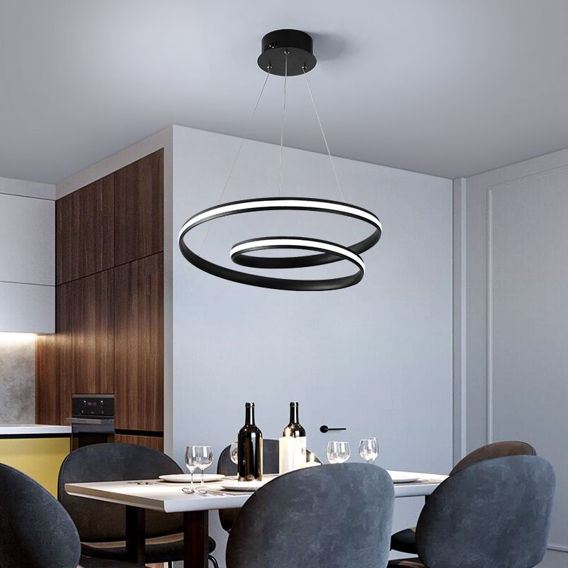 Acrylic Swirl Suspension Lighting Art Deco LED Chandelier Light Fixture for Restaurant