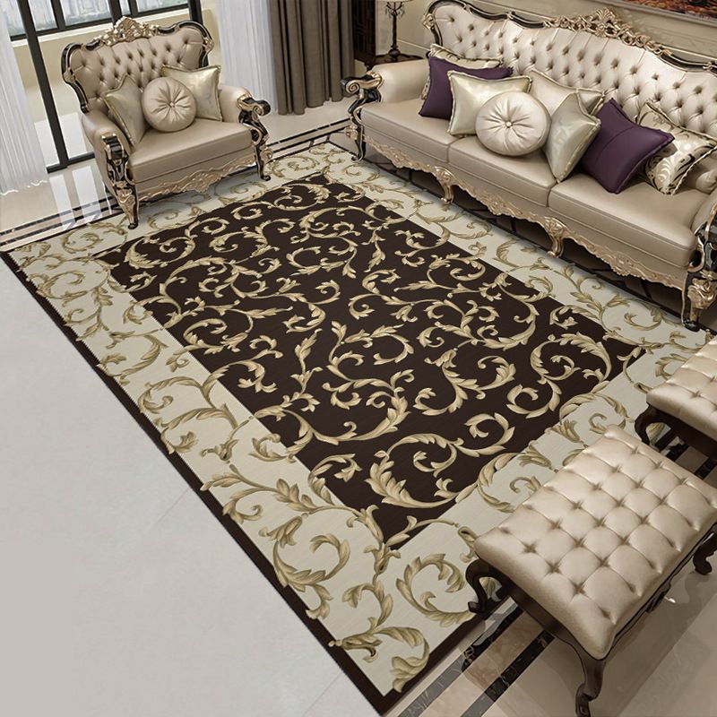 Contemporary Indoor Rug European Area Carpet Polyester Stain Resistant Rug for Living Room
