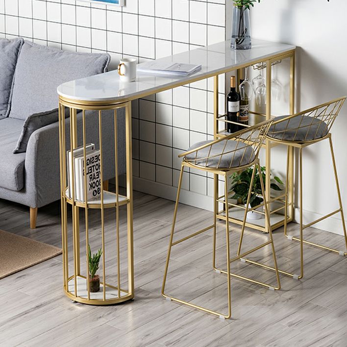 Tavolo da cocktail bar a doppio piedistallo interno in marmo Tavolo moderno pub/bar