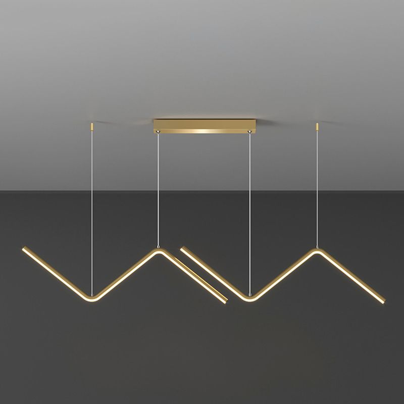 Modern 2-Light Black/Golden Ceiling Light Metal Kitchen Island Lighting for Dining Room