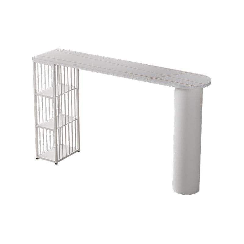 Contemporary Bar Dining Table with Shelves Indoor Bar Height Table Iron Base
