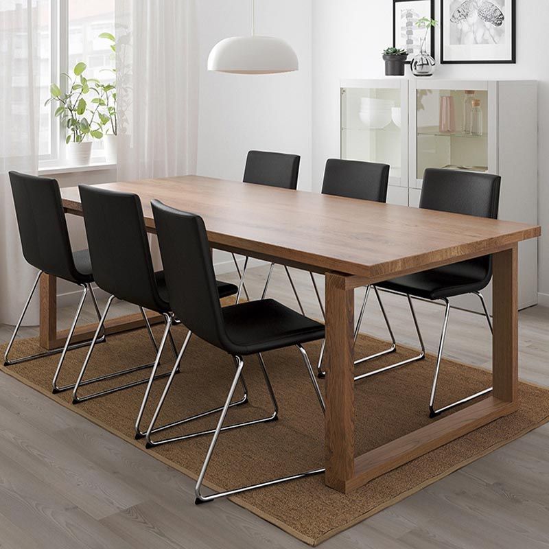 Pine Solid Wood Dining Table Rectangle Modern Dining Table with Sled Base
