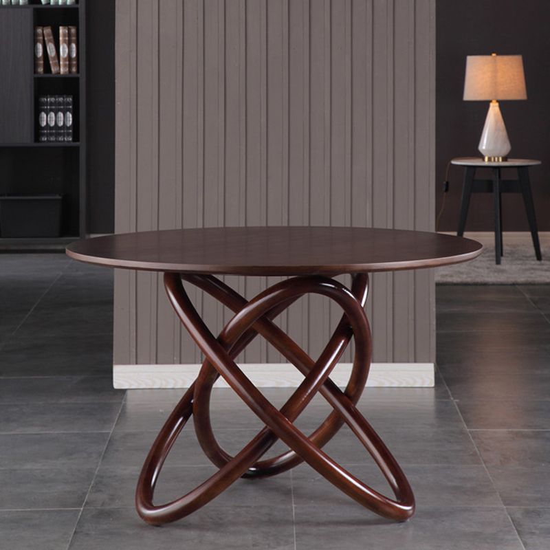 Contemporary Solid Wood Dining Table Round Pedestal Base Dining Table for Home