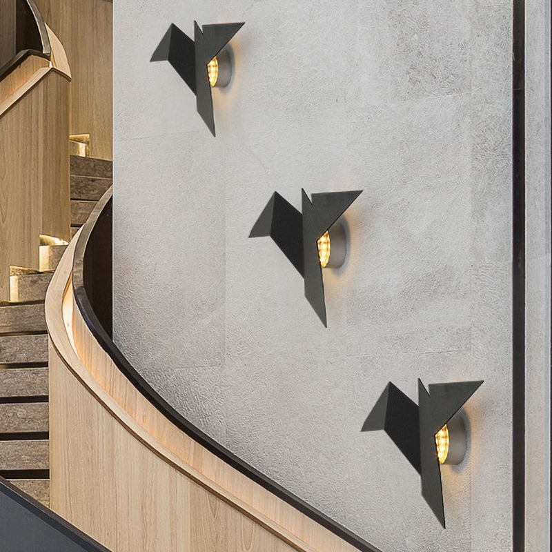 Metallic Bird-Like Sconce Lighting Modernist White/Black/Gold Finish LED Wall Lamp Fixture in White/Warm/Natural Light