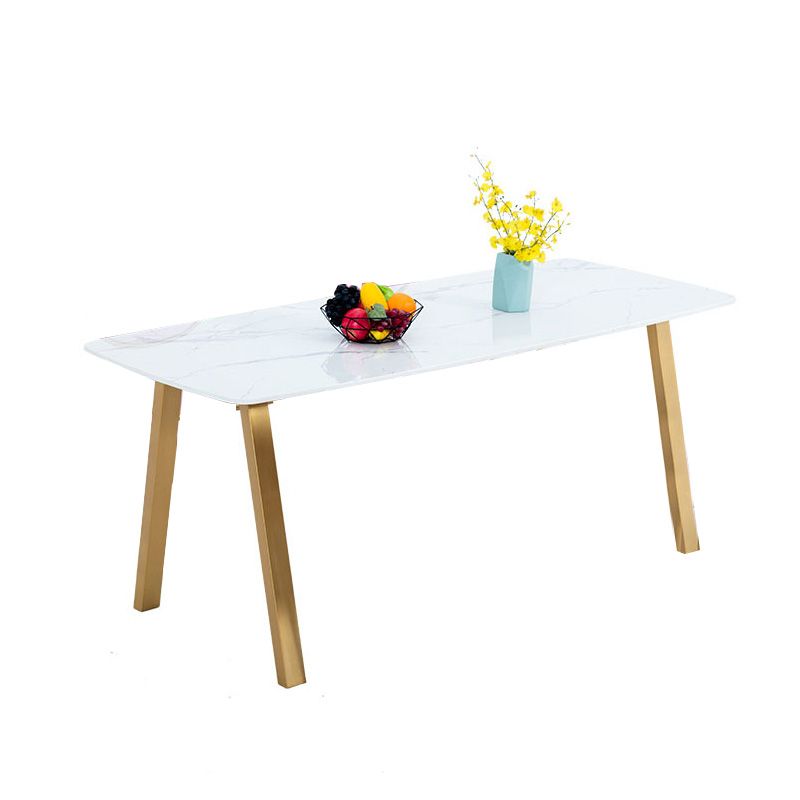 Rectangle Golden Base Dining Table Glam Faux Marble Table for Kitchen