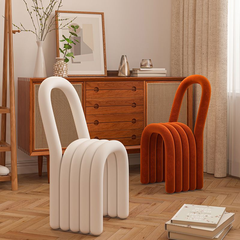 Modern Style Side Chair Velvet Open Back Armless Dining Chair for Home