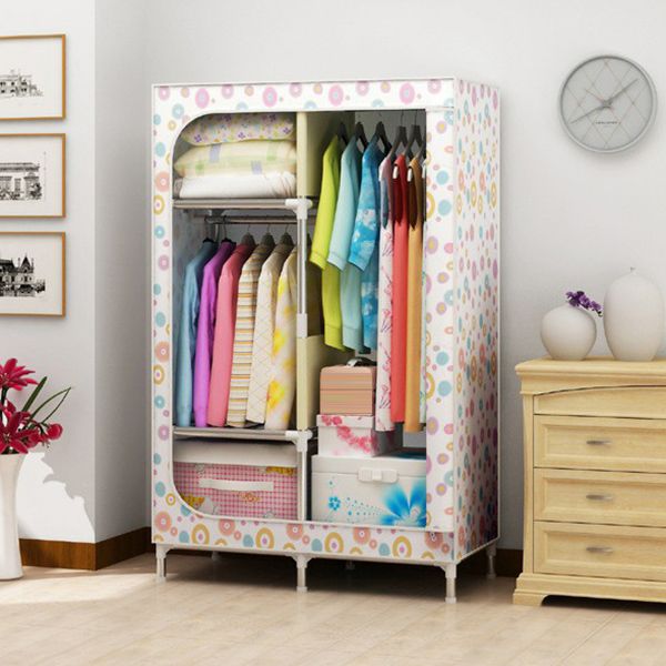 Contemporary Style Home Wardrobe Steel Wardrobe Closet with Shelves