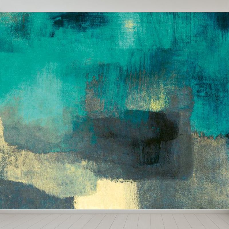 Modern Abstract Hand-Print Mural Green Waterproofing Wall Art for House Interior