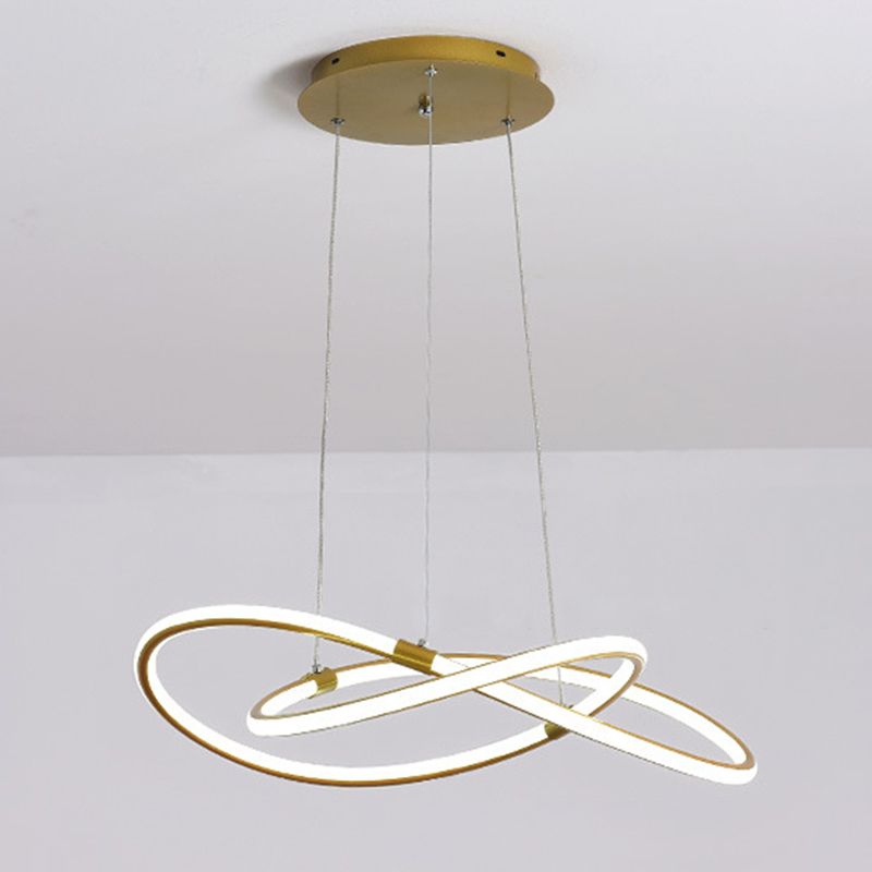 Minimalist Twist Chandelier Pendant Acrylic Living Room LED Suspension Lamp in Gold