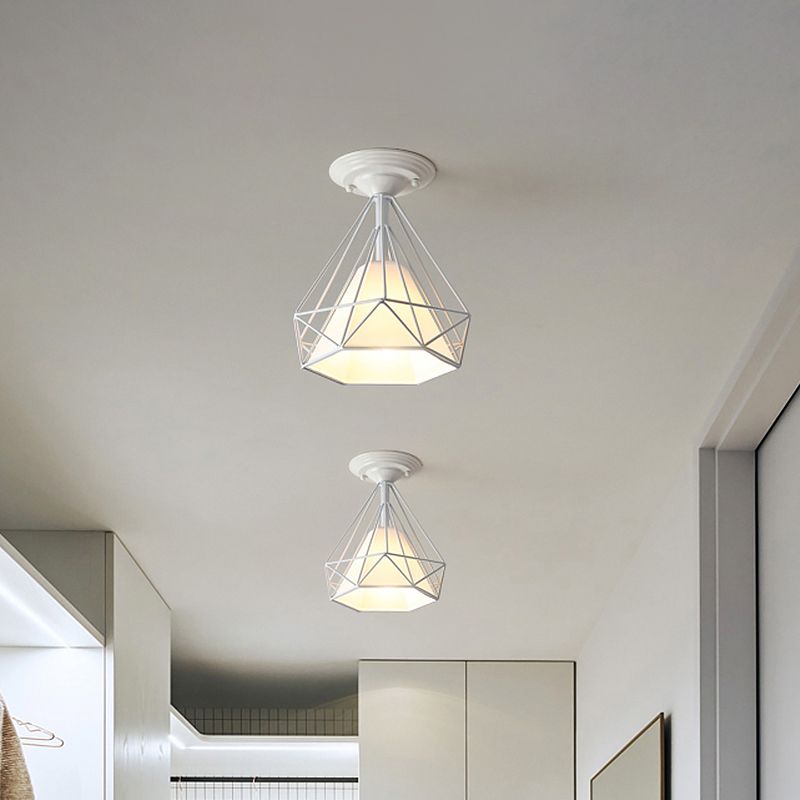 Fil de diamant moderne Ceiling Lamp 1 Light Iron Glass Ceiling Mount Light for Corridor Room