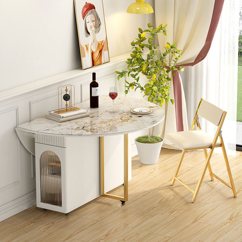 Modern Dining Set 1/3/7 Pcs Sintered Stone Folding Table with Upholstered Chairs