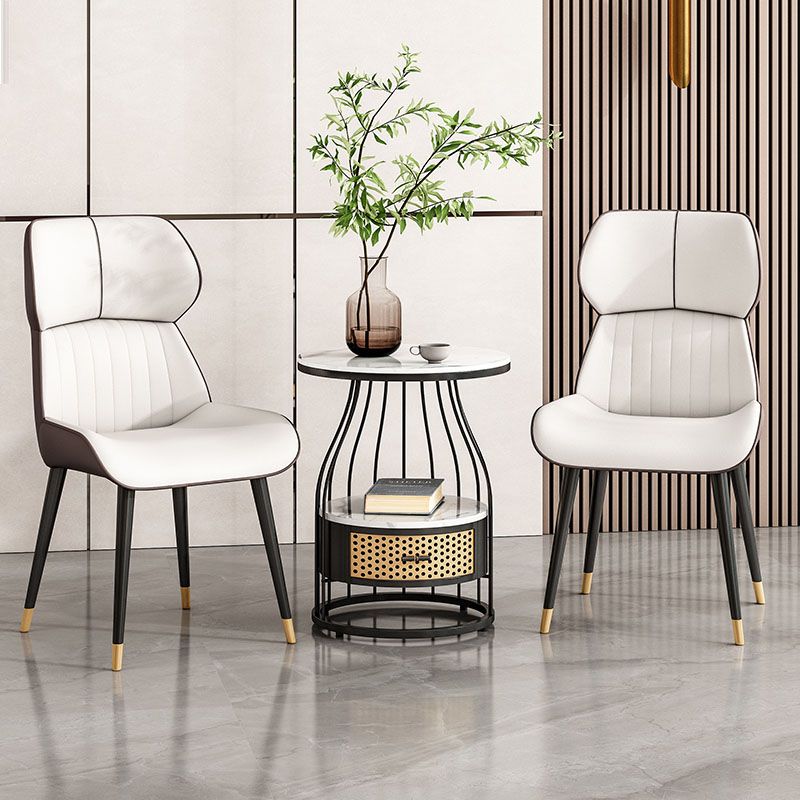 Scandinavian Wingback Arm Dining Chairs for Home Leather Dining Chairs