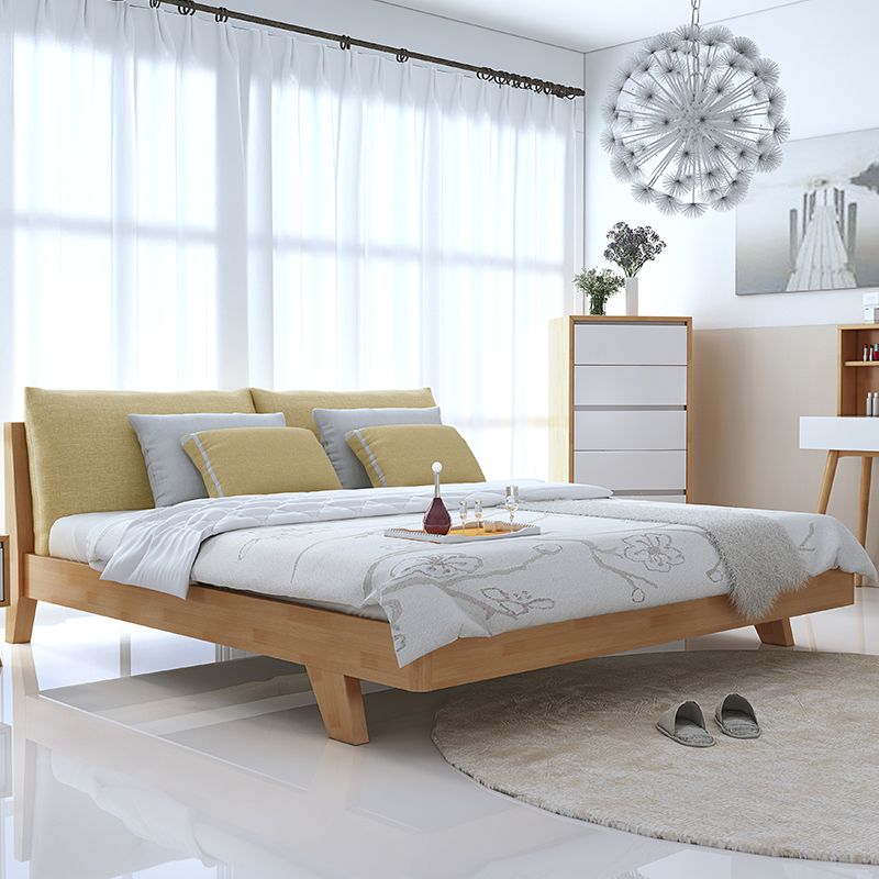 Contemporary Wood Panel Standard Bed with Rectangular Headboard