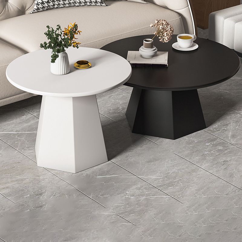 Pedestal 1/2 Black/White Coffee Table Metal Round Cocktail Table