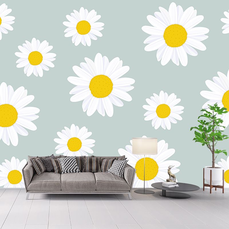 Flower Illustration Mural Wallpaper Modern Living Room Wall Decor, Made to Measure