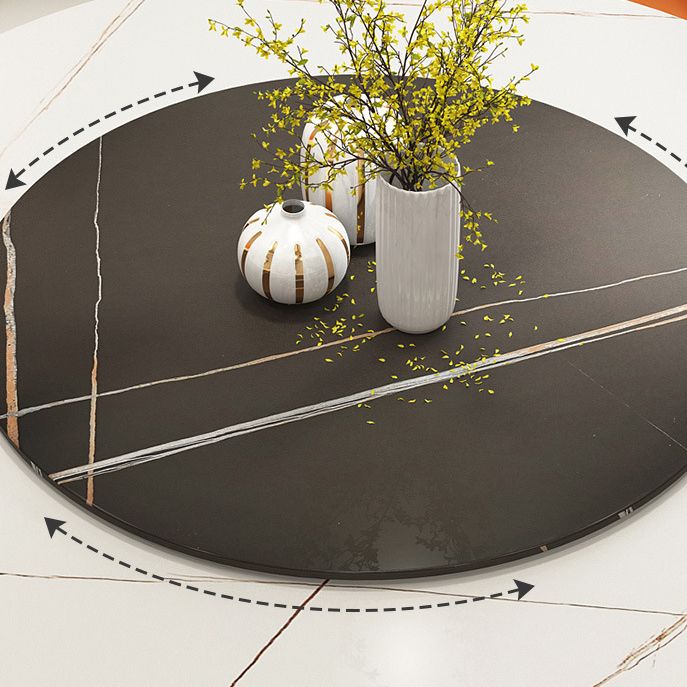 Table à manger en pierre fritrée de style moderne Table ronde de base piédestal pour la maison avec platine