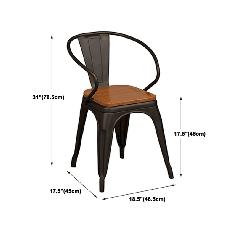 Industrial Dining Table Set 1/2/3/5 Pcs Solid Wood Top Table with Arm Chairs