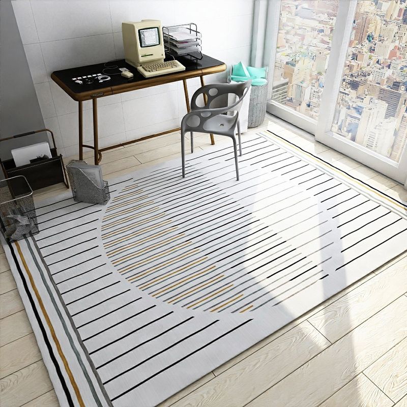 Simple Style Stripes Rug with Geometric Shapes Light Color Polypropylene Rug Machine Wash Carpet for Bedroom