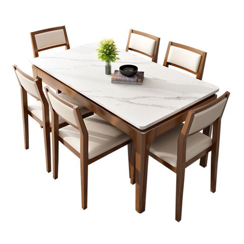 White Stone Table Mid-Century Modern Dining Table with 4 Legs