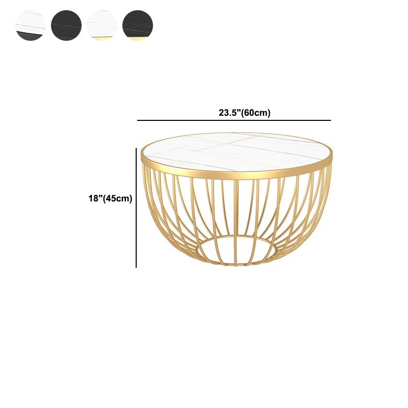 Single Slate Drum Coffee Table Modern Minimalist Round Coffee Table