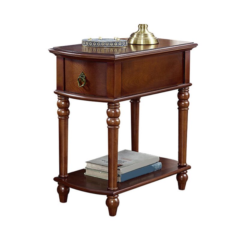 Modern Rectangular End Table 23" Tall 4 Legs Solid Wood Side Table