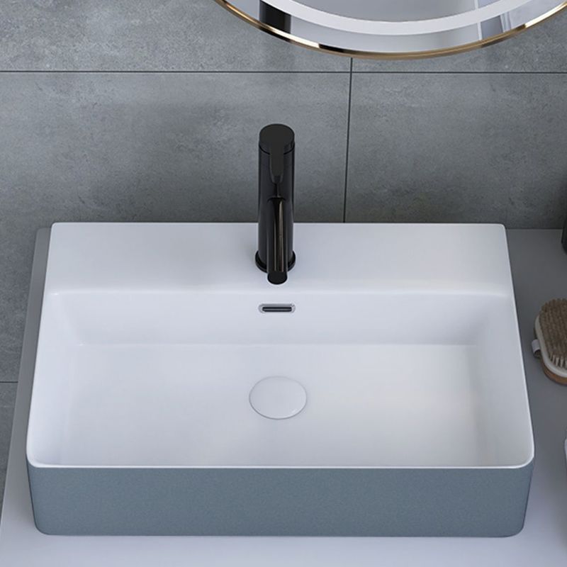 Modern Style Trough Bathroom Sink Rectangle Ceramic Trough Bathroom Sink