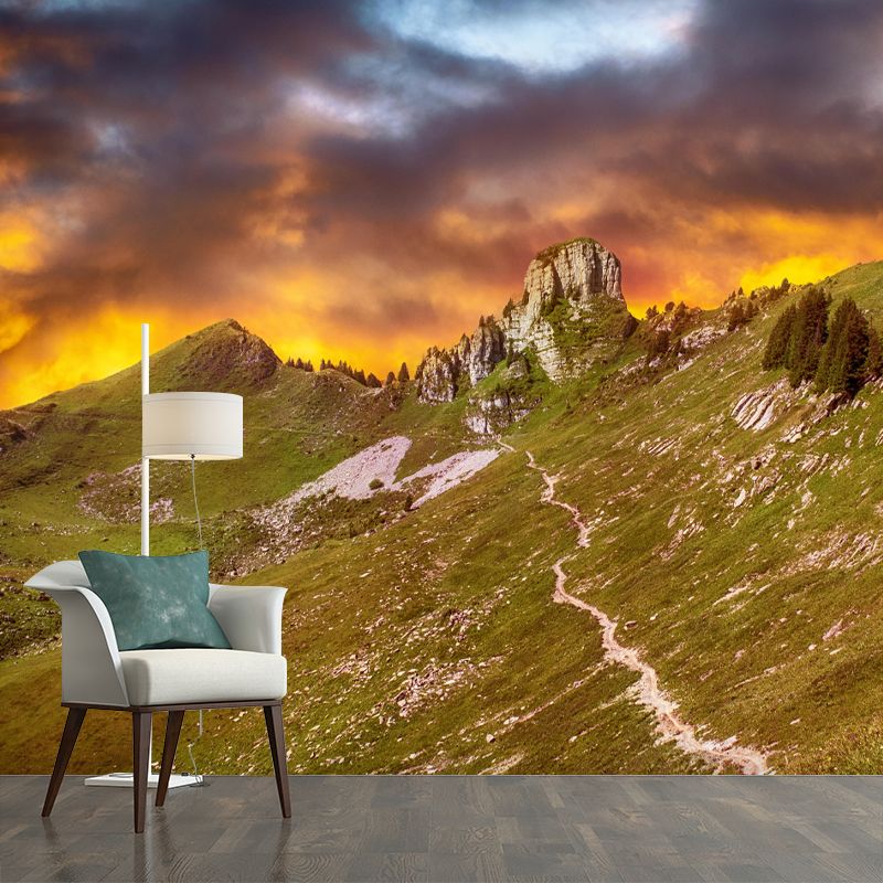 Modern Style Mountain Mural Environment Friendly Wall Covering for Sleeping Room