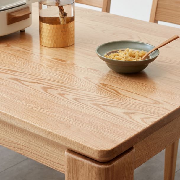 Rectangle 4 Legs Dining Table Solid Wood Dining Table in Natural and Walnut