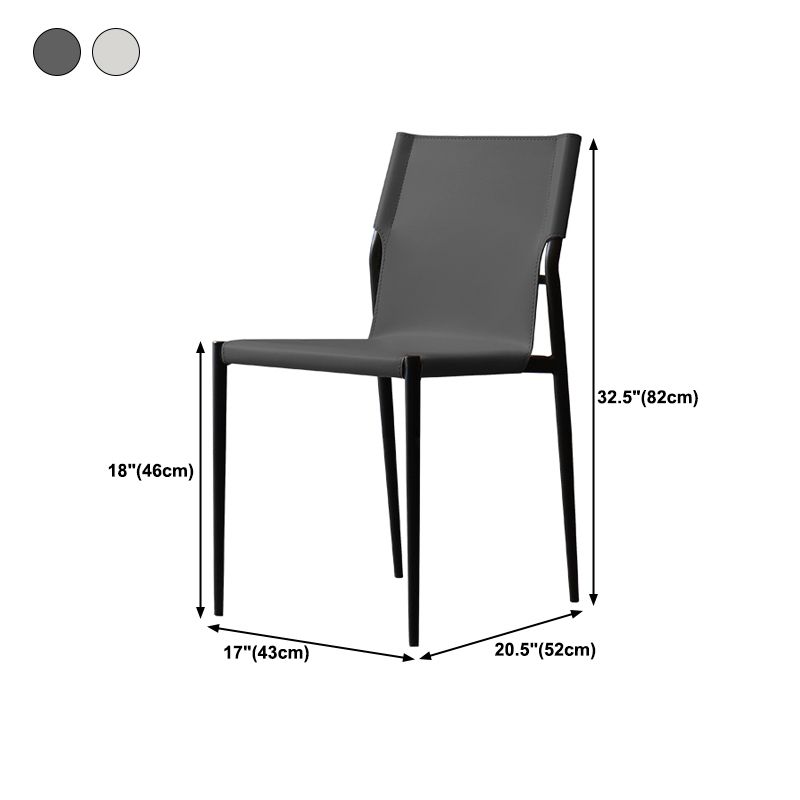 Faux Leather and Metal Dining Room Chair Contemporary Side Chair
