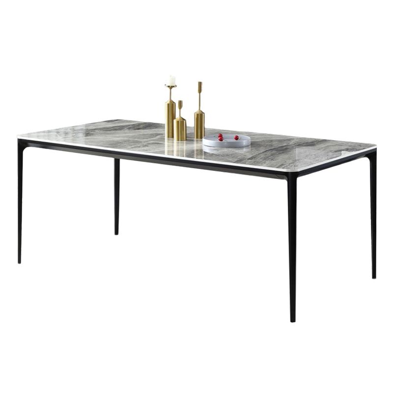 Modern Style Sintered Stone Dining Table Gray Rectangle Table with 4 Legs