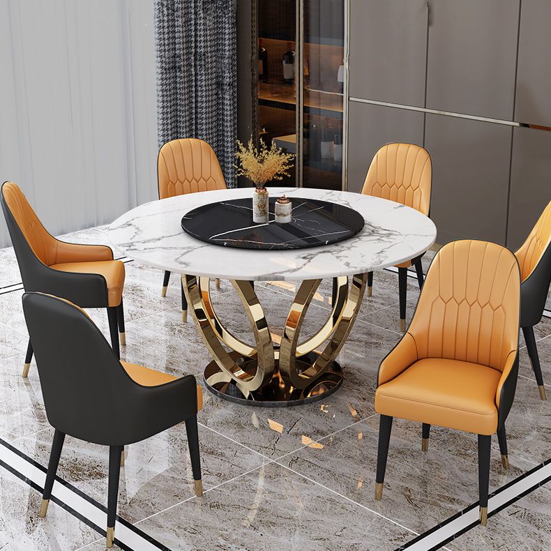 Glam Dining Set Stone 1/4/7 Pieces Dining Turntable Furniture for Home
