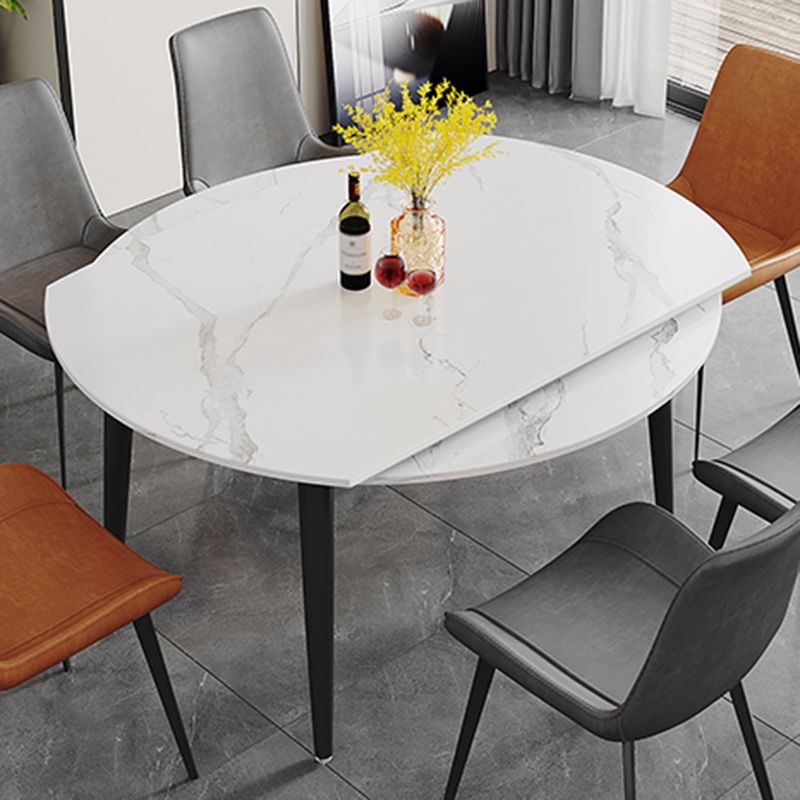 Modern Style Sintered Stone Dining Table Rectangle Table with Black Legs for Home