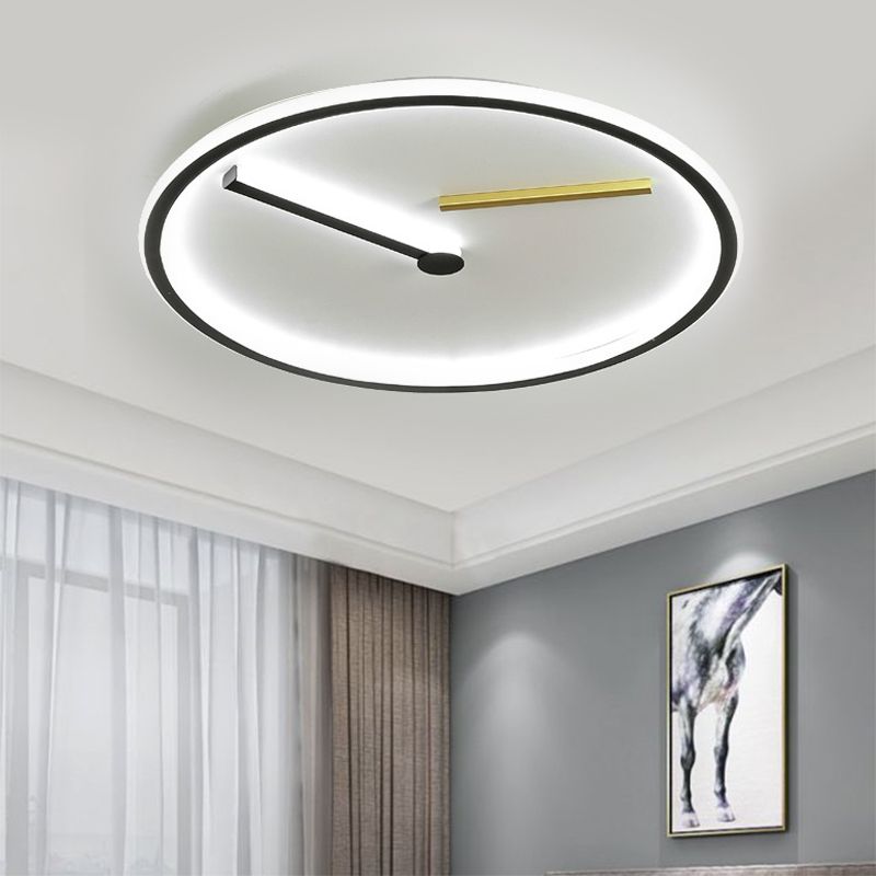 Round Close to Ceiling Lighting Modern Acrylic LED Black Flush Lamp Fixture in Warm/White Light, 12"/16"/19.5" Wide
