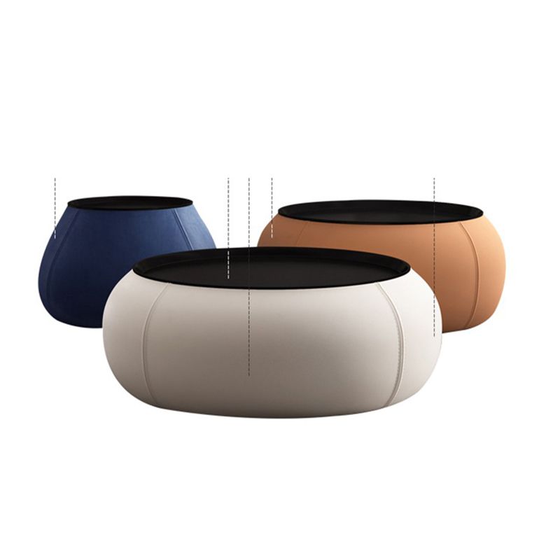 Round Modern Coffee Table White/Orange/Green Cocktail Table for Living Room