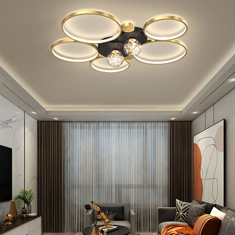 Ronde schaduw multi-lights inbouw moderne inbouw plafondverlichtingsarmatuur in goud