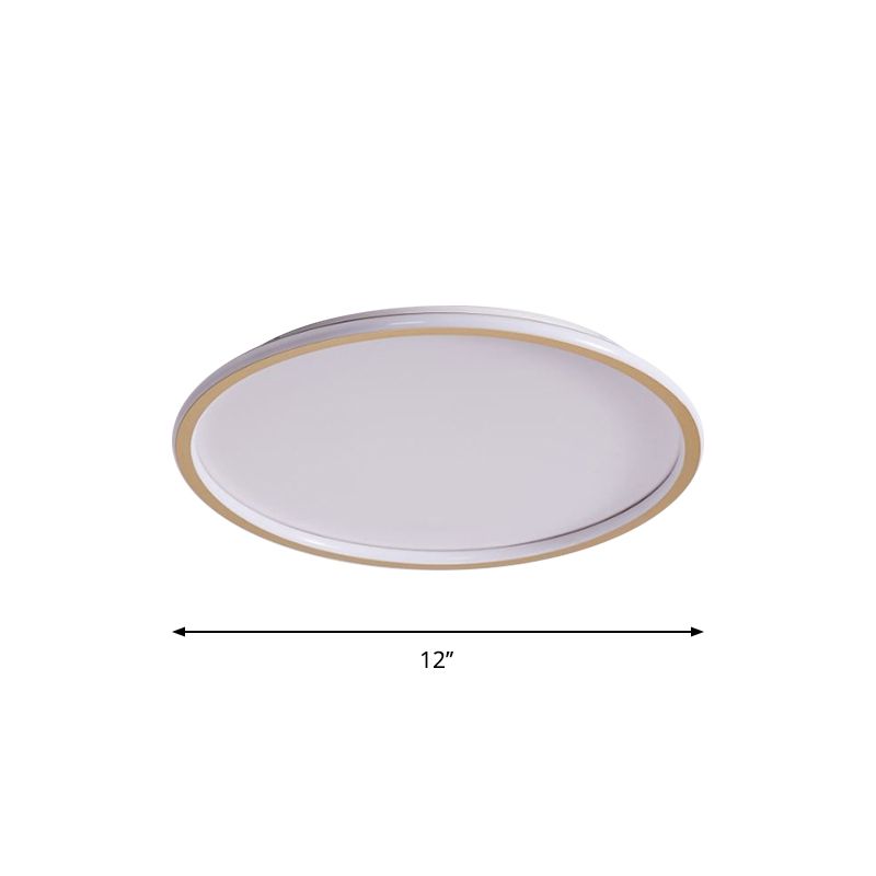 Disc Thin Ceiling Light Fixture Simple Style Metal Living Room LED Flushmount Lighting in Gold, 12"/19.5"/23.5" W