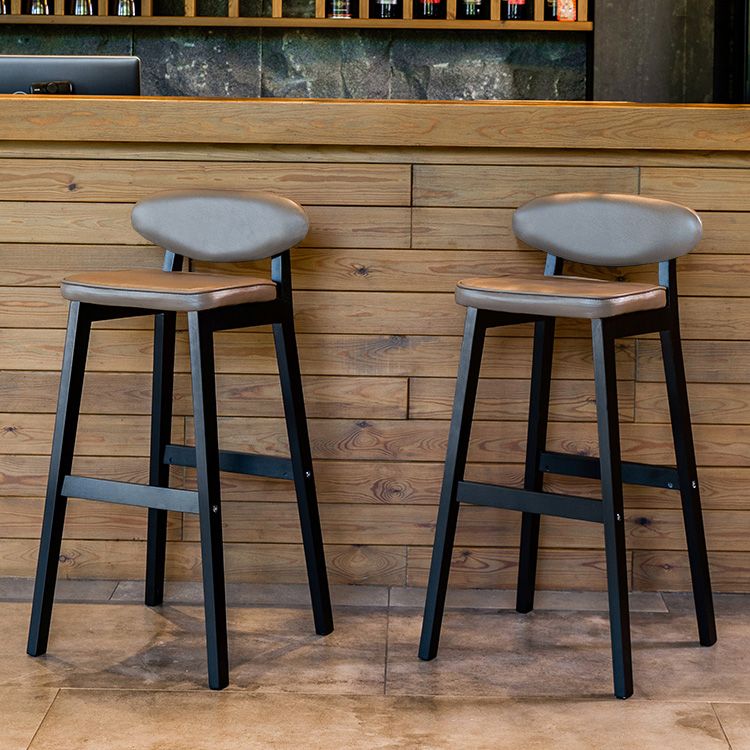 Contemporary Bar-stool Square Counter Bar Stool with Wooden Legs for Kitchen