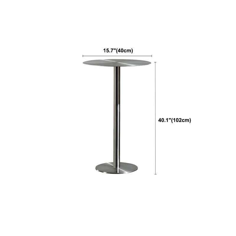 Stainless Steel Round Bar Dining Table Outdoor-Indoor Pedestal Bar Table