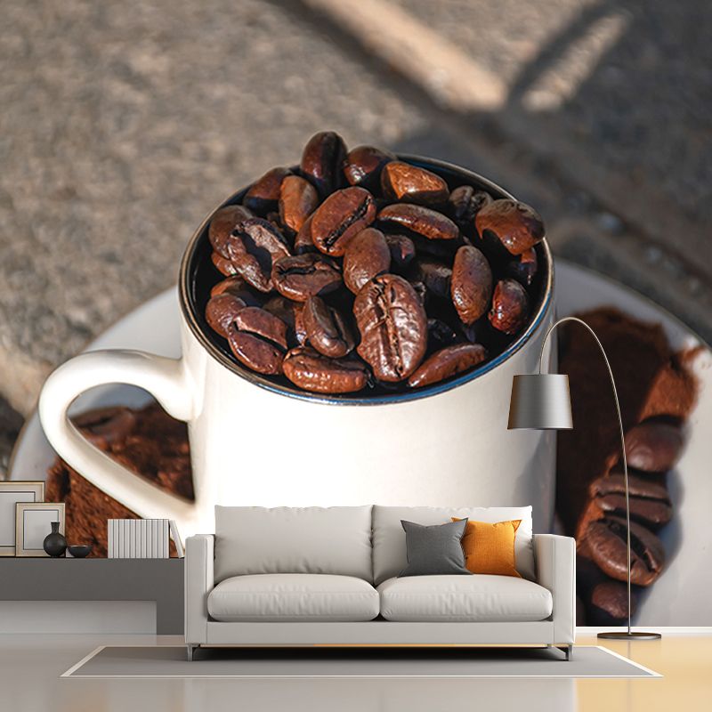 Coffee Beans Mural Wallpaper for Coffe Shop, Moisture Resistant, Custom Size