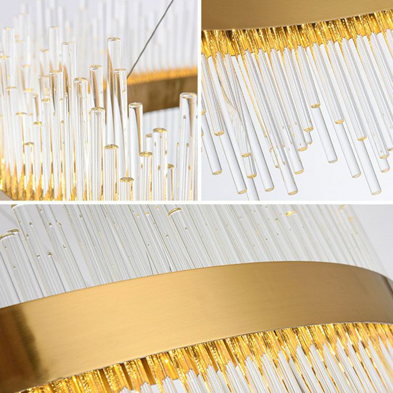 Kreis Kristallstab LED -Deckenbeleuchtung moderne goldene Kronleuchterleuchte für Wohnzimmer